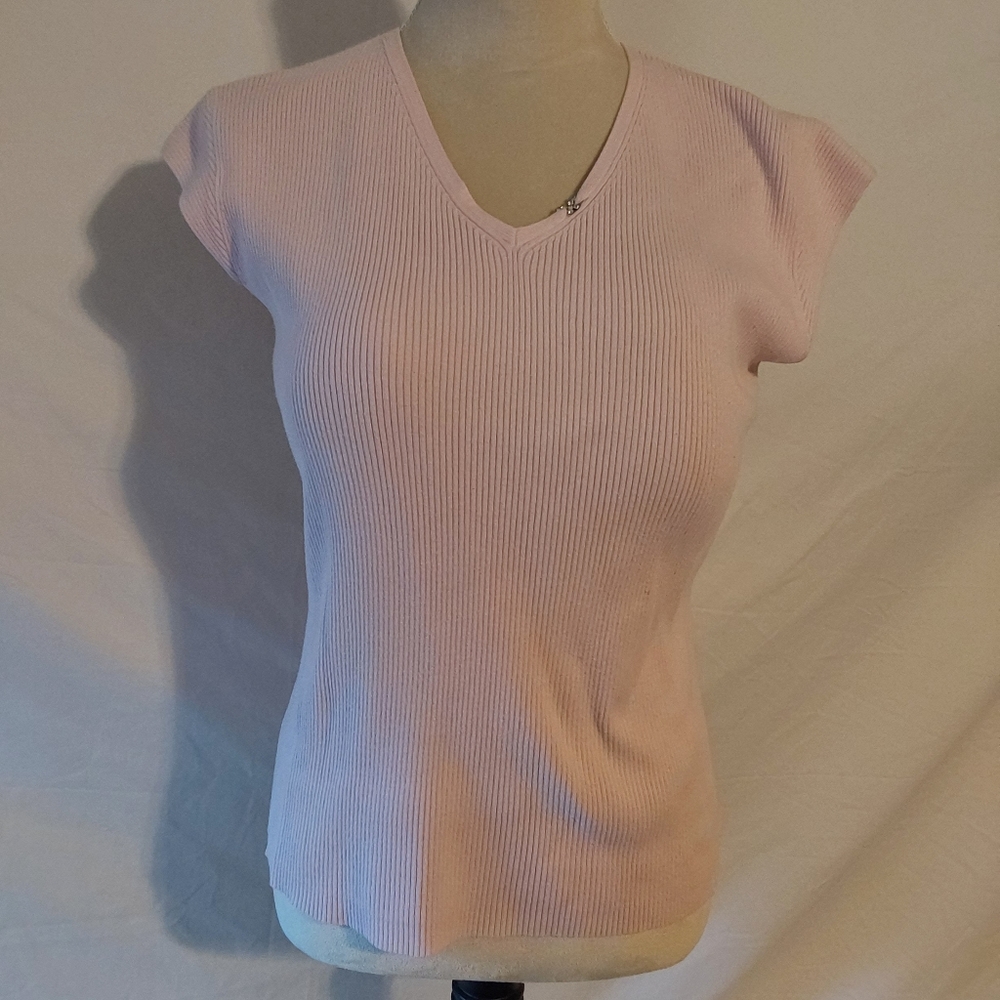 Croft & Barrow V-Neck Short Sleeve Ribbed Knit Top